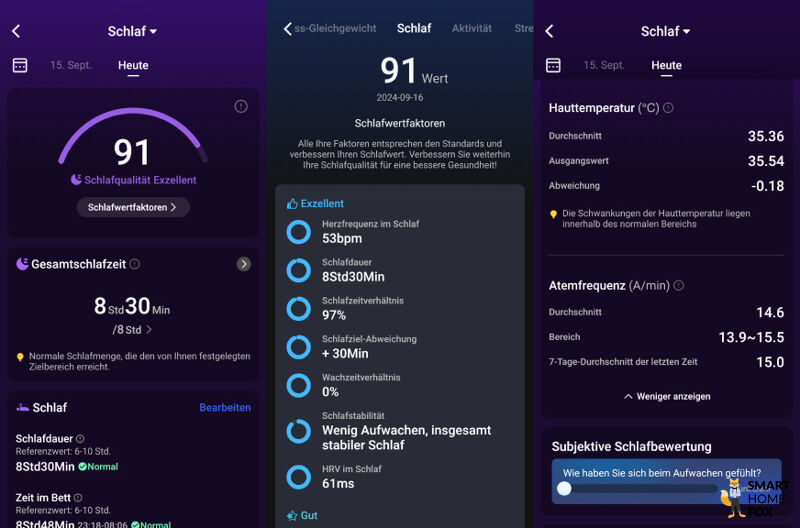 RingConn Gen 2 SchlafTracking in der App